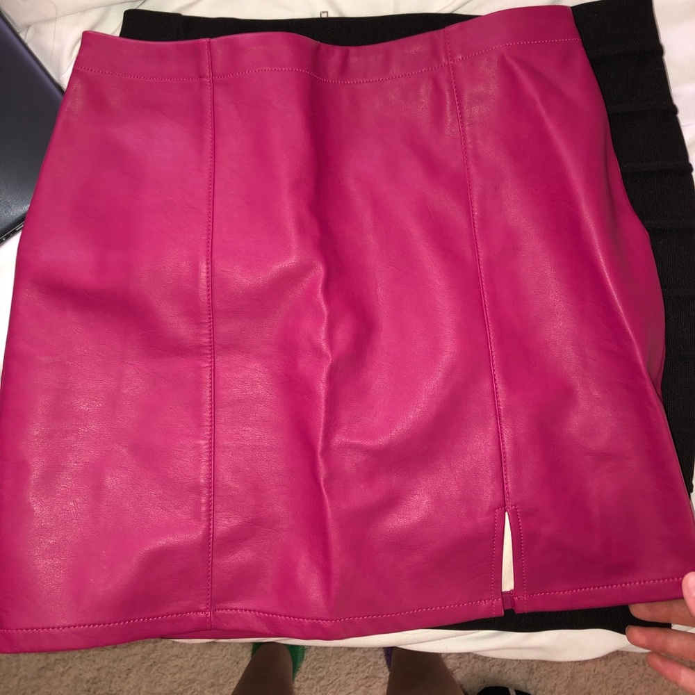 Pink leather skirt